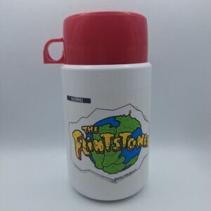 Flintstones Thermos 90s Cartoon TV Show Millennial Nostalgia Red Cup Lid 3700